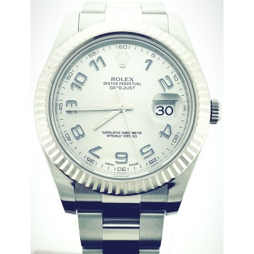 Rolex Datejust II Stainless Steel Fluted Bezel with Rhodium Dial 41mm Watch